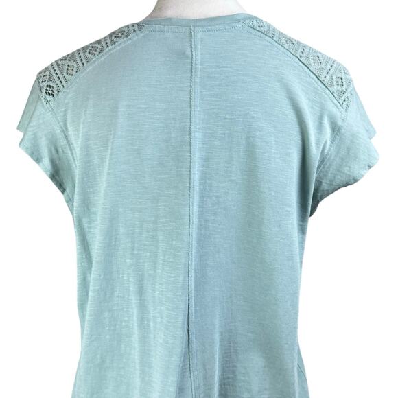 Kuhl Shilo Light Blue Crochet Shoulder Short Cap Sleeve Round Neckline Soft Top - Picture 5 of 12